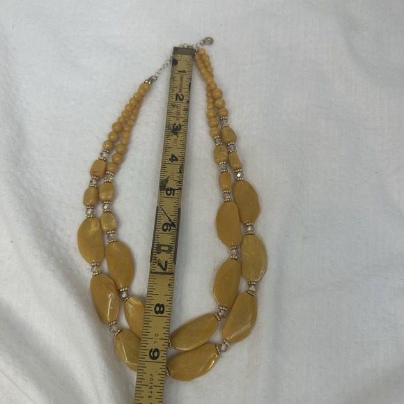 Cato 1946 Stone Style Beaded Multistrand Necklace Chunky Layered Mustard Yellow - Picture 10 of 10